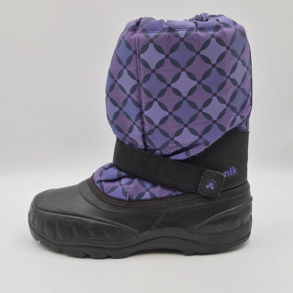 Kamik Snow Boots Youth Size 6 Purple‎ Black Winter Waterproof Drawstring Strap